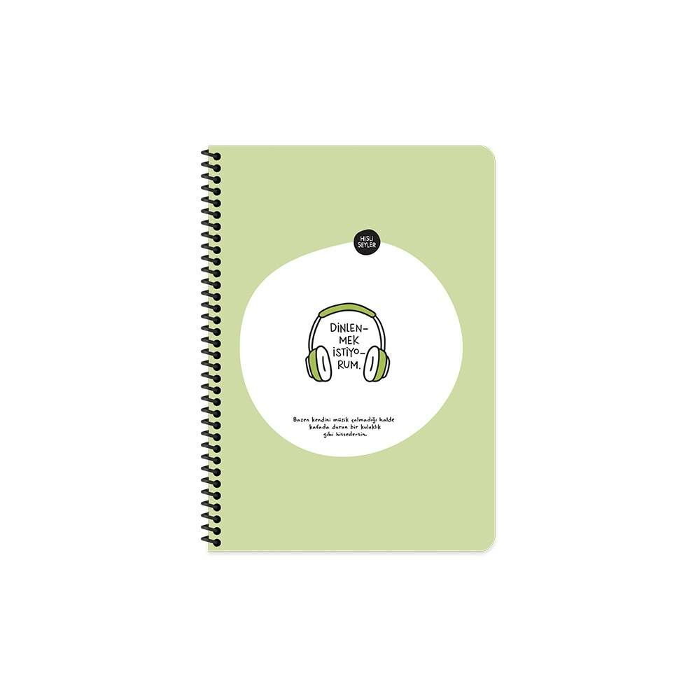 Hisli Şeyler A4 80 Yaprak Çizgili Stickerli Spiralli Defter Dinlenmek İstiyorum