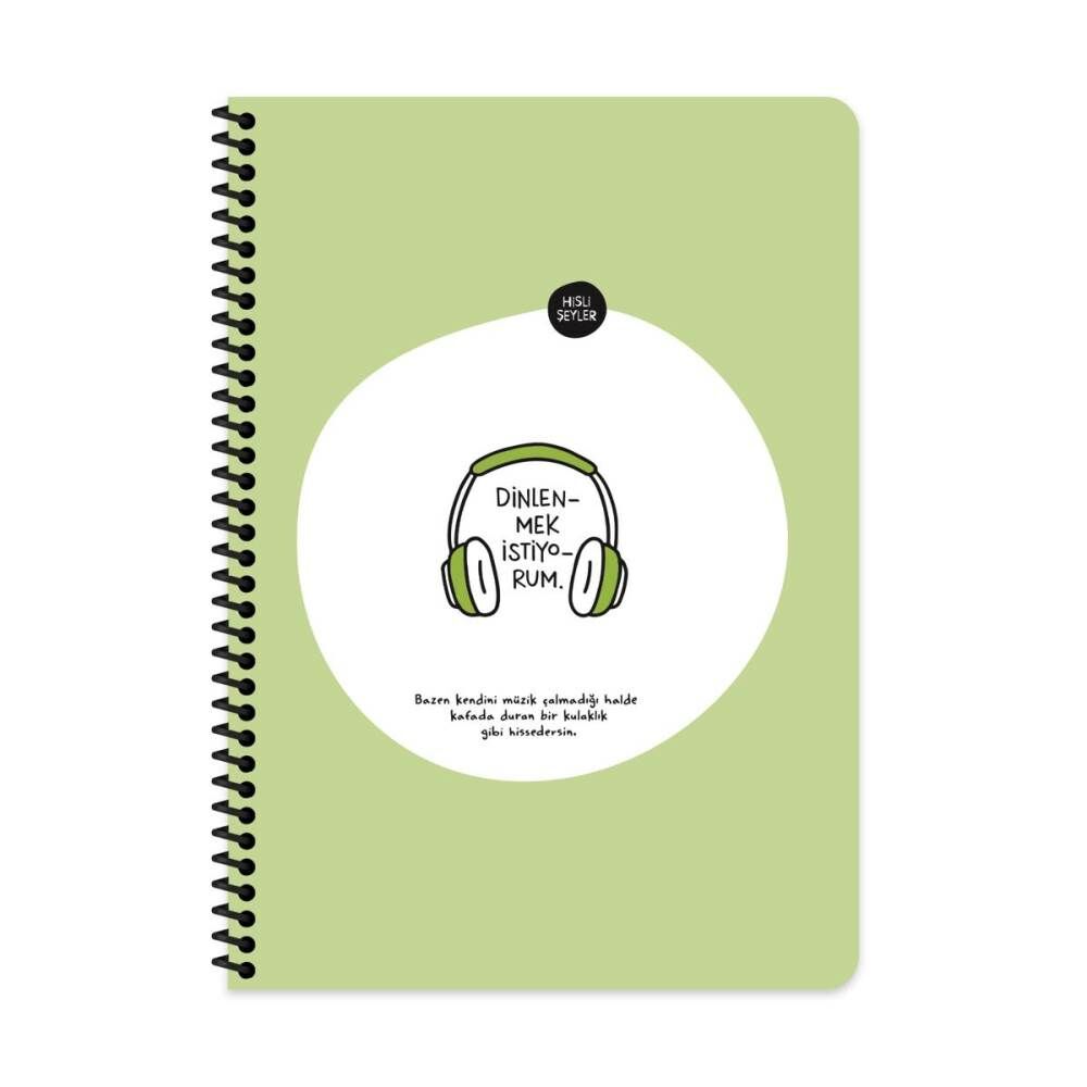 Hisli Şeyler A4 80 Yaprak Kareli Stickerli Spiralli Defter Dinlenmek İstiyorum