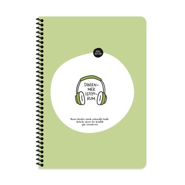 Hisli Şeyler A4 80 Yaprak Kareli Stickerli Spiralli Defter Dinlenmek İstiyorum
