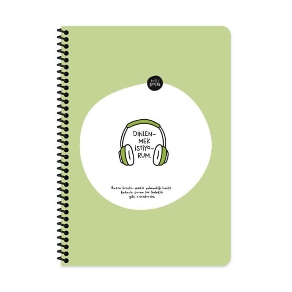 Hisli Şeyler A4 80 Yaprak Kareli Stickerli Spiralli Defter Dinlenmek İstiyorum