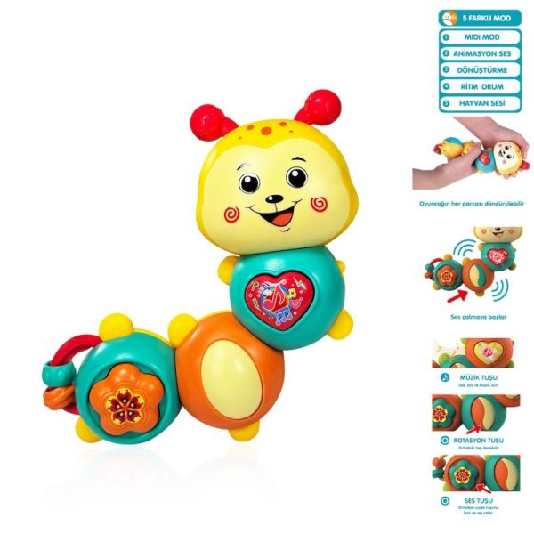 Vardem Işıklı Müzikli Tırtıl Bebek Piyano 855-142A