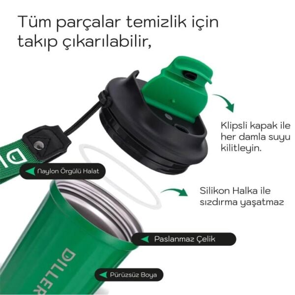 Diller 180 ml El Askılı Çelik Termos Matara D9079