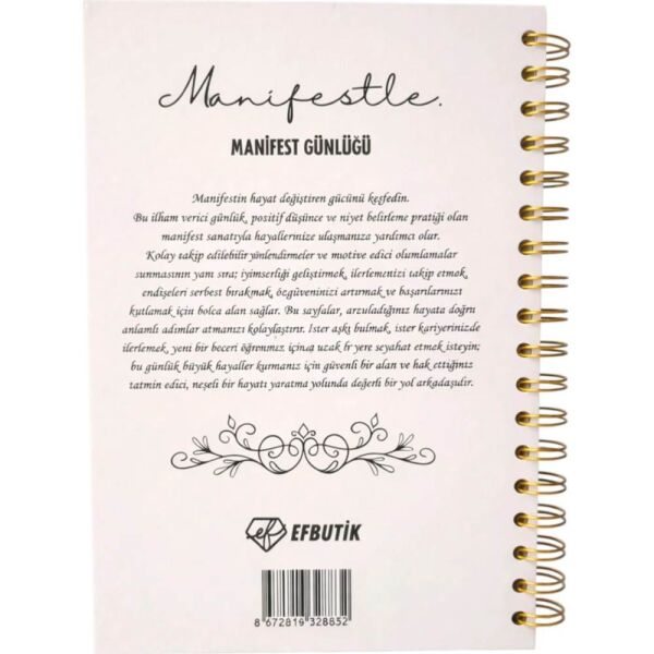 Ecrou Beyaz Elmas Detaylı Manifest Defteri