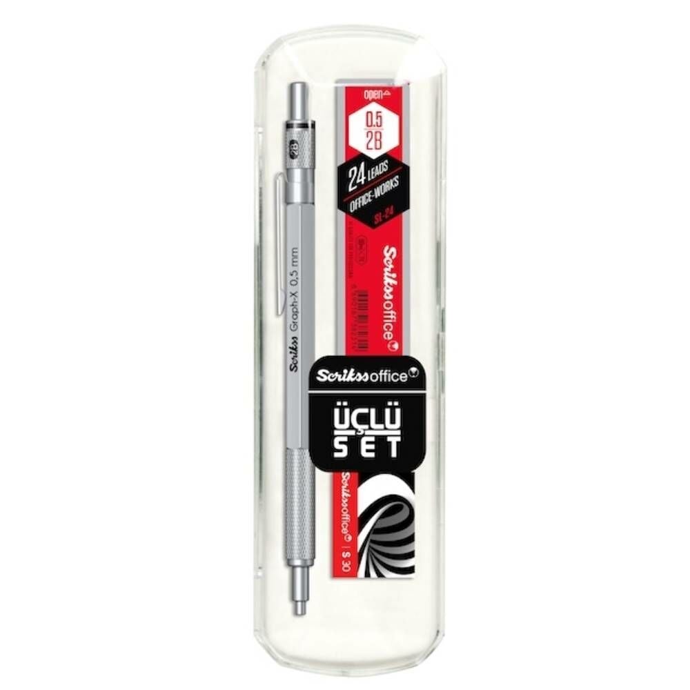 Scrıkss Versatil Kalem Graph-X 0.5 Kurşuni Gri 3 Lü Set