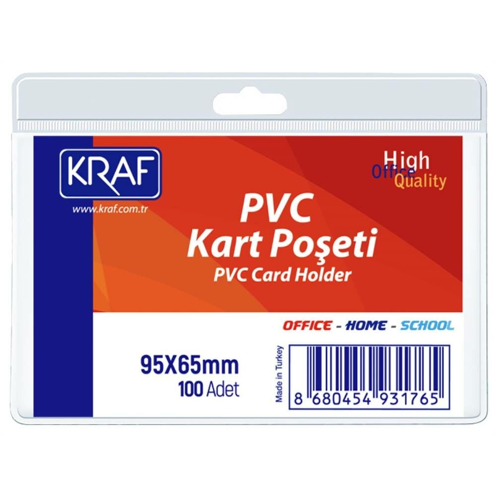 Kraf Kart Poşeti Pvc   95X65mm Yatay 100 Lü