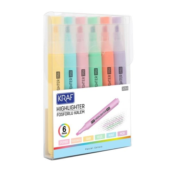 Kraf Fosforlu Kalem Trıo Pastel Colors 315 6 Lı