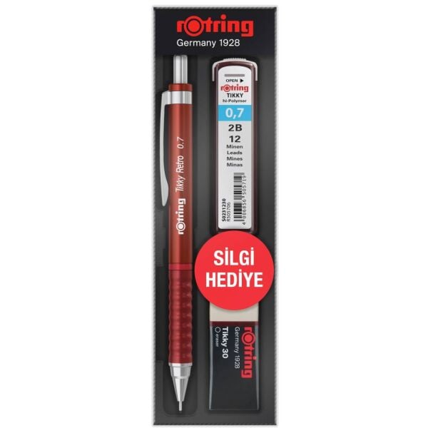 Rotring Versatil Kalem Tıkky Retro Okul Seti 0.7 Kırmızı Ro-Rk07-Kırmızı