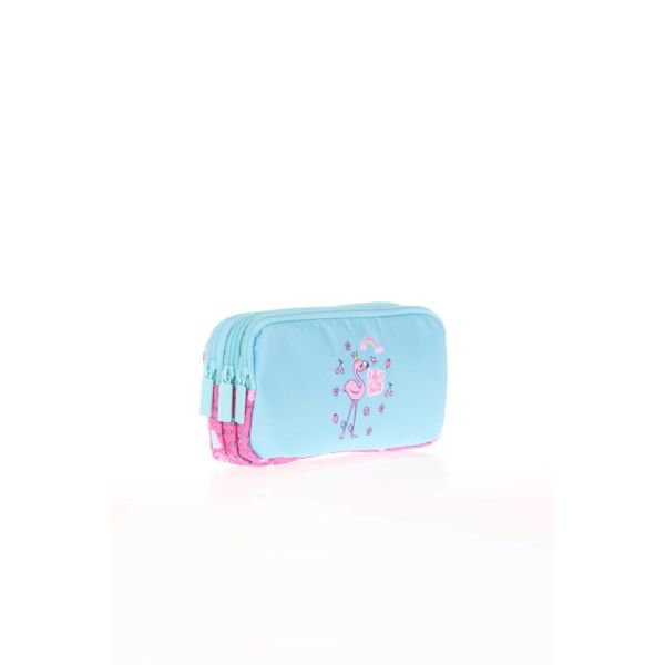 Kaukko Paterned Flamingo Kalem Çantası 3 Bölme L8107