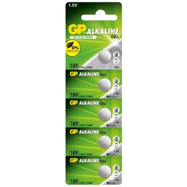 GP GP189-C5 LR54 AG10-LR1130 Alkalin Düğme Pil 5'li Paket