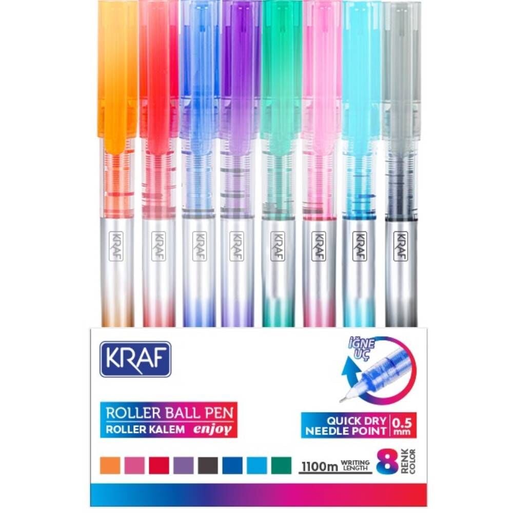 Kraf Roller Kalem Enjoy İğne Uç 0.5 299 8 Renk Set