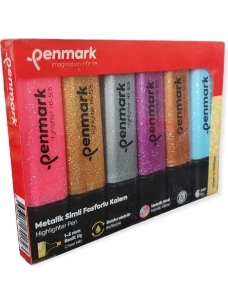 Penmark Simli 6'lı Fosforlu Kalem Seti