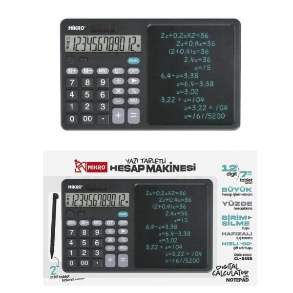Mikro CL-8455 Tabletli Hesap Makinesi Siyah