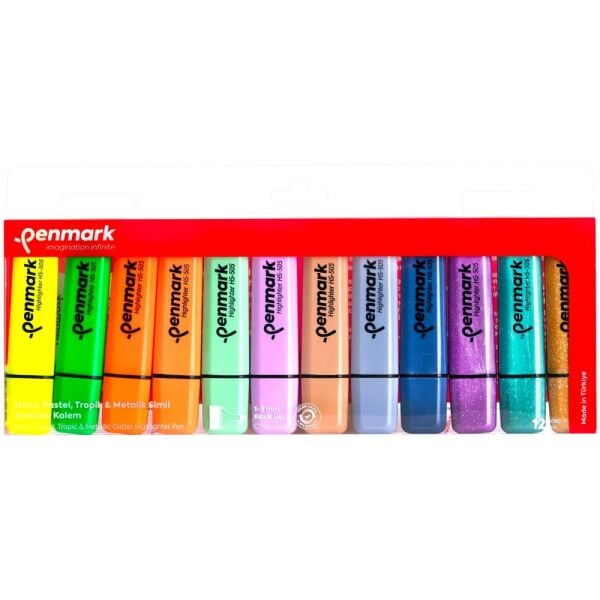 Penmark 4 Neon + 4 Pastel + 4 Simli 12'li Fosforlu Kalem Seti