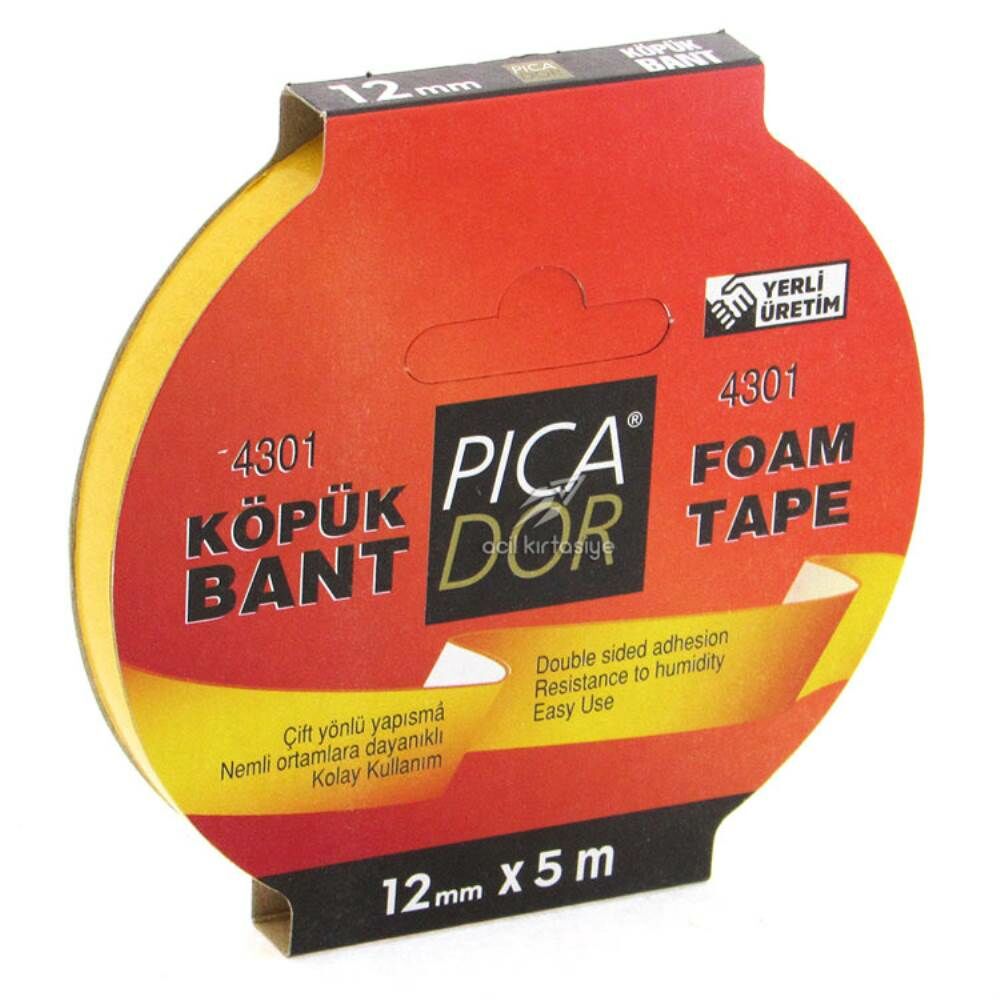 Picador Çift Taraflı Köpük Bant Askılı 12 mm x 5 mt 4301