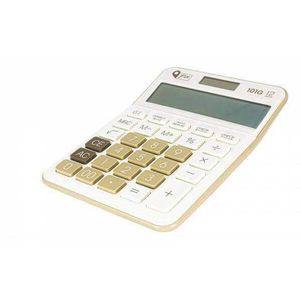 Pin Masa Üstü Hesap Makinesi 12 Hane Beyaz 101G