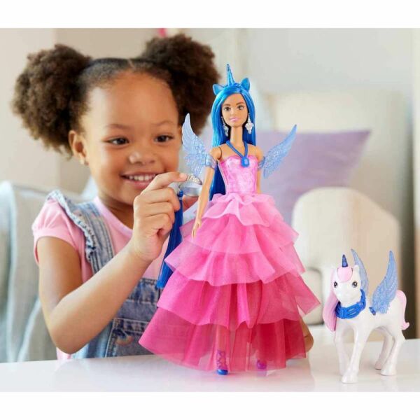 Barbie Mavi Saçlı Prenses Bebek  HRR16
