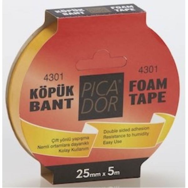 Picador Çift Taraflı Köpük Bant Askılı 25 mm X 5 mt 4301