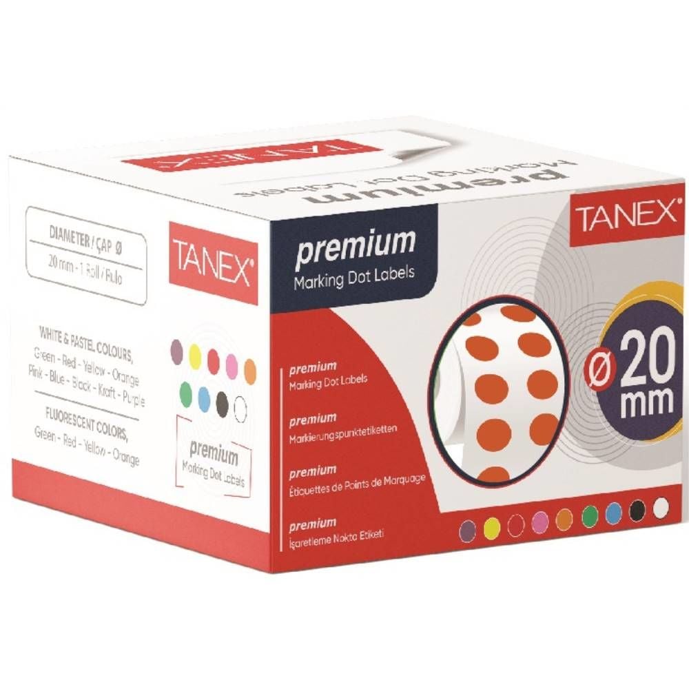 Tanex Nokta Etiketi 20 Mm 2500 Lü Turuncu Tekli Kutu