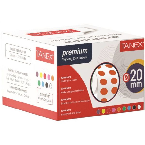 Tanex Nokta Etiketi 20 Mm 2500 Lü Turuncu Tekli Kutu