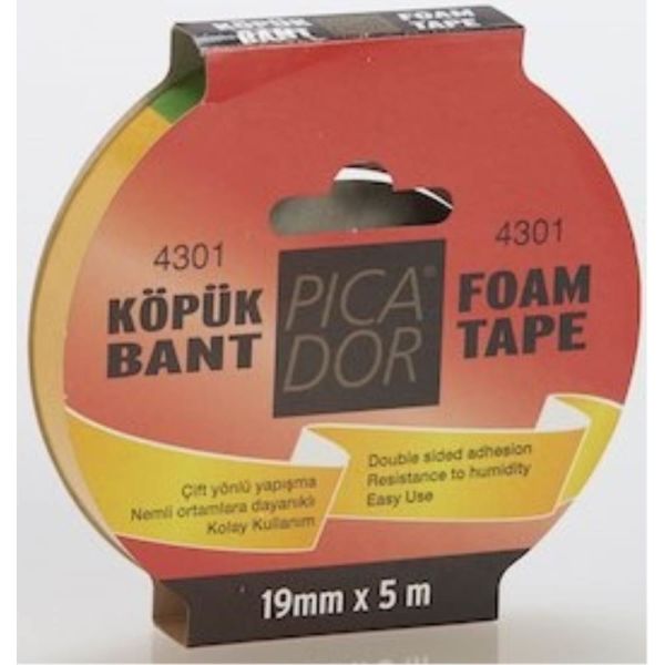 Picador Çift Taraflı Köpük Bant Askılı 19 mm X 5 mt 4301