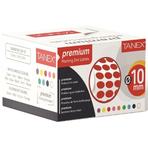 Tanex Nokta Etiketi 10 Mm 5000 Li Kırmızı Tekli Kutu