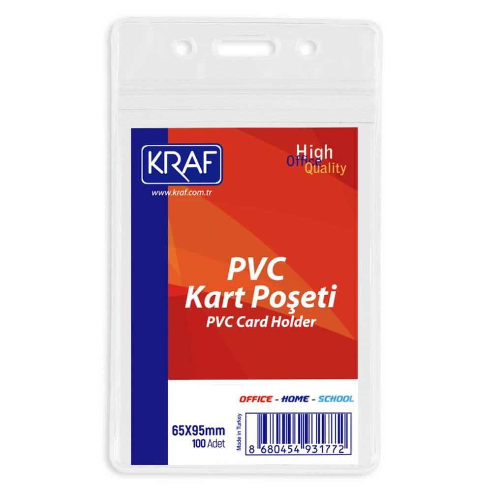 Kraf Kart Poşeti Pvc   65X95mm Dikey 100 Lü