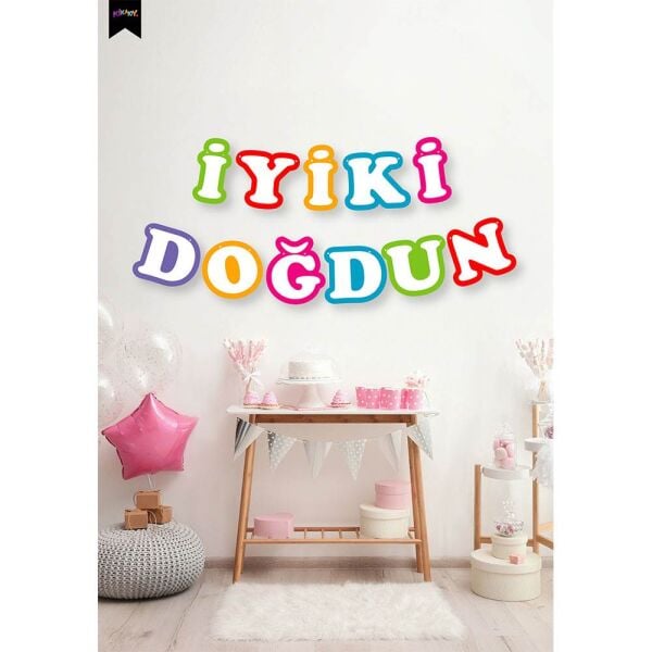 İyi ki Doğdun Harf Afiş Rainbow Renkler