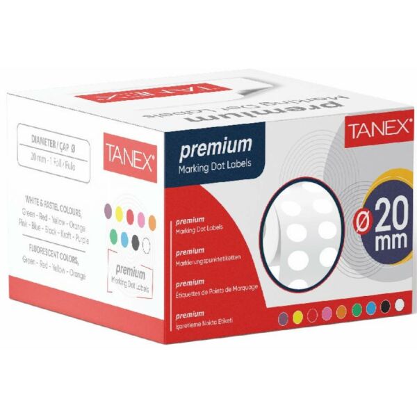 Tanex Nokta Etiketi 20 Mm 2500 Lü Beyaz Tekli Kutu