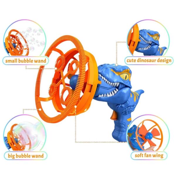 Learning Fun Yumuşak Vantilatörlü Bubble In Bubble Baloncuk Tabancası Köpük Makinesi Baloncuk Makinesi Dinozor Mavi