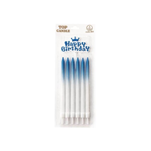 Metalik İki Renkli H. Birthday Mum Seti 13 cm 6'lı