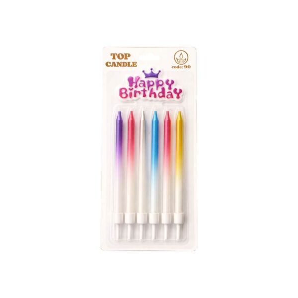 Metalik İki Renkli H. Birthday Mum Seti 13 cm 6'lı