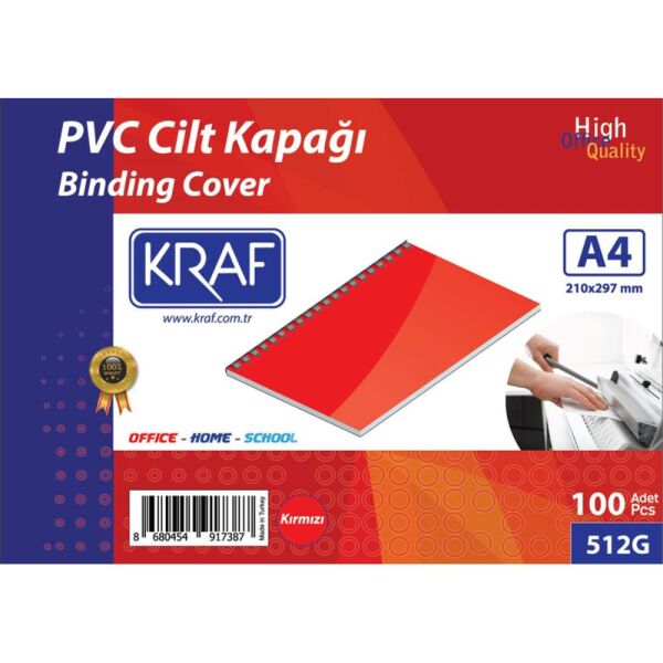 Kraf Cilt Kapağı A4 100 Lü 512G Kırmızı