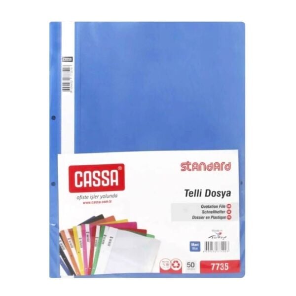 Cassa Standart 50'li Mavi Plastik Telli Dosya 7735