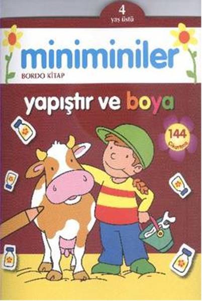 Miniminiler Yapıştır ve Boya Bordo Kitap 2+ Yaş
