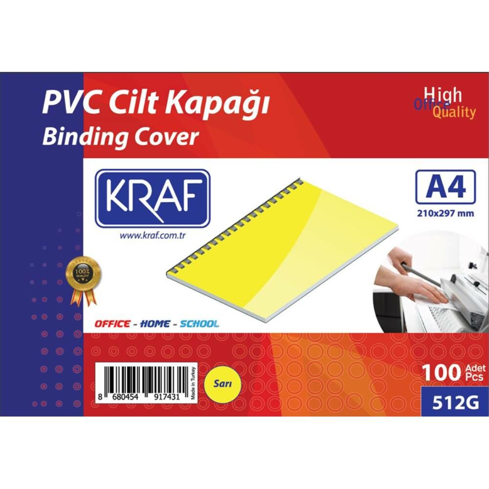 Kraf Cilt Kapağı A4 100 Lü 512G Sarı