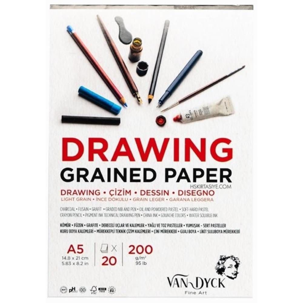 Van Dyck Çizim Bloğu Drawıng Graıned Paper A5 200 Gr 20 Yp Vd20015
