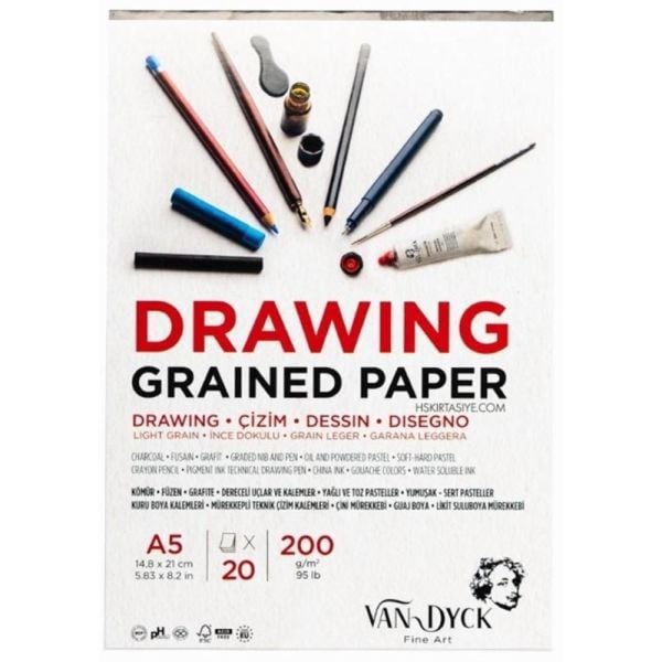 Van Dyck Çizim Bloğu Drawıng Graıned Paper A5 200 Gr 20 Yp Vd20015