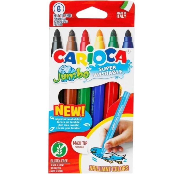Carioca 40568 Yıkanabilir Jumbo 6 Renk Keçeli Kalem