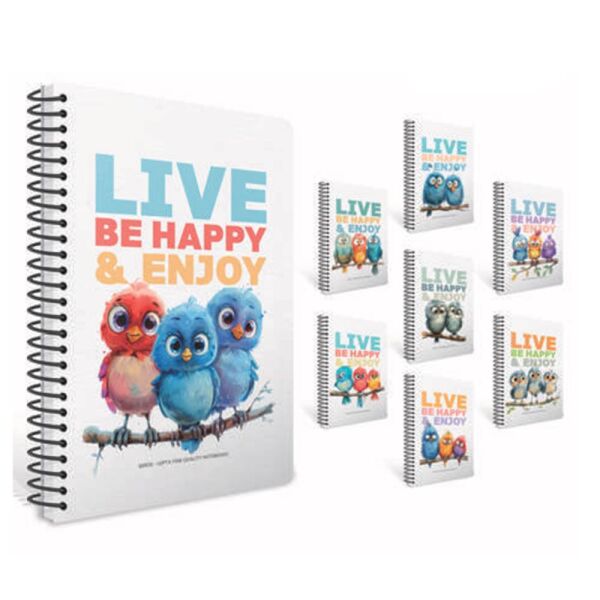 Birds A4 80 Yaprak Kareli Karton Kapak Spiralli Defter 7680