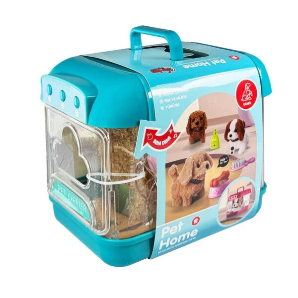 Hareketli Köpek ve Işıklı Sesli Şeffaf Kafes Seti 6806