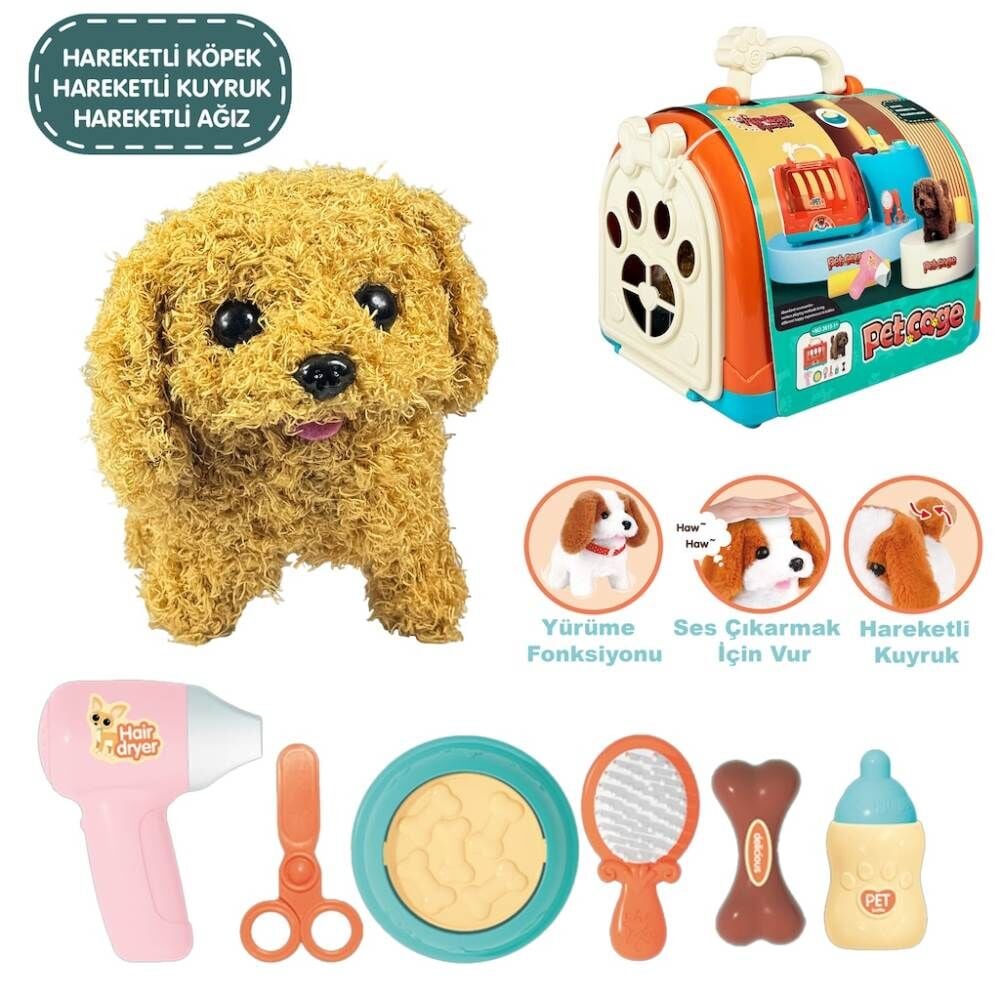 Taşıma Çantalı Hareketli Pilli Köpek Set Pet Shop 3615-1