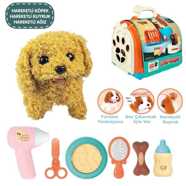 Taşıma Çantalı Hareketli Pilli Köpek Set Pet Shop 3615-1