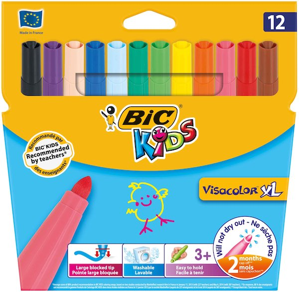 Bic Keçeli Kalem Jumbo Visa 12 Renk Yıkanabilir 829007