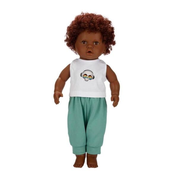 Dada Kıvırcık Saçlı Bebek 60 cm Yeşil Eşofmanlı