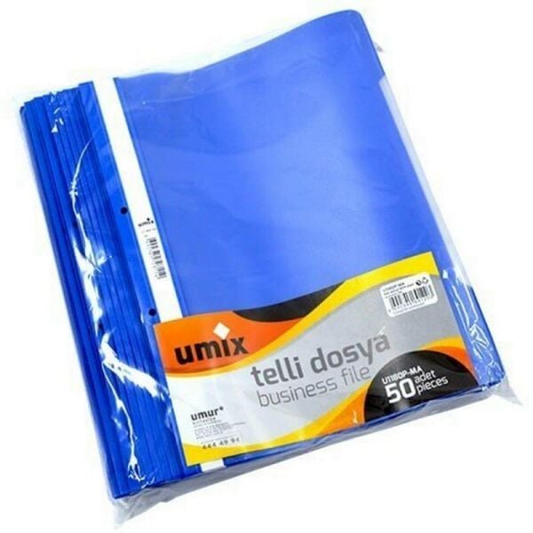 Umix Plastik Telli Dosya Plus 50 li Mavi U1180op