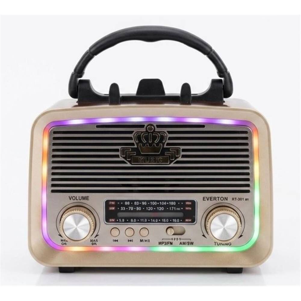 Everton RT-301.m  Bluetooth-USB-SD-FM Şarjlı,Solarlı,Ledli, Nostaljik Radyo El Fenerl Radyo