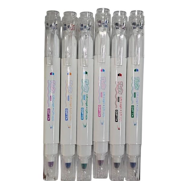 Gıpta Twin Markör Kalem Çift Çizgi 6 Renk Kutulu F1533