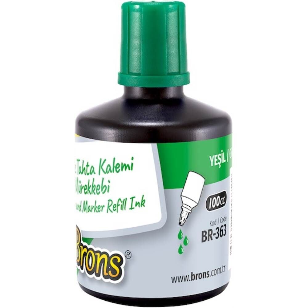 Brons Beyaz Tahta Kalemi Mürekkebi 100 cc Yeşil BR-363