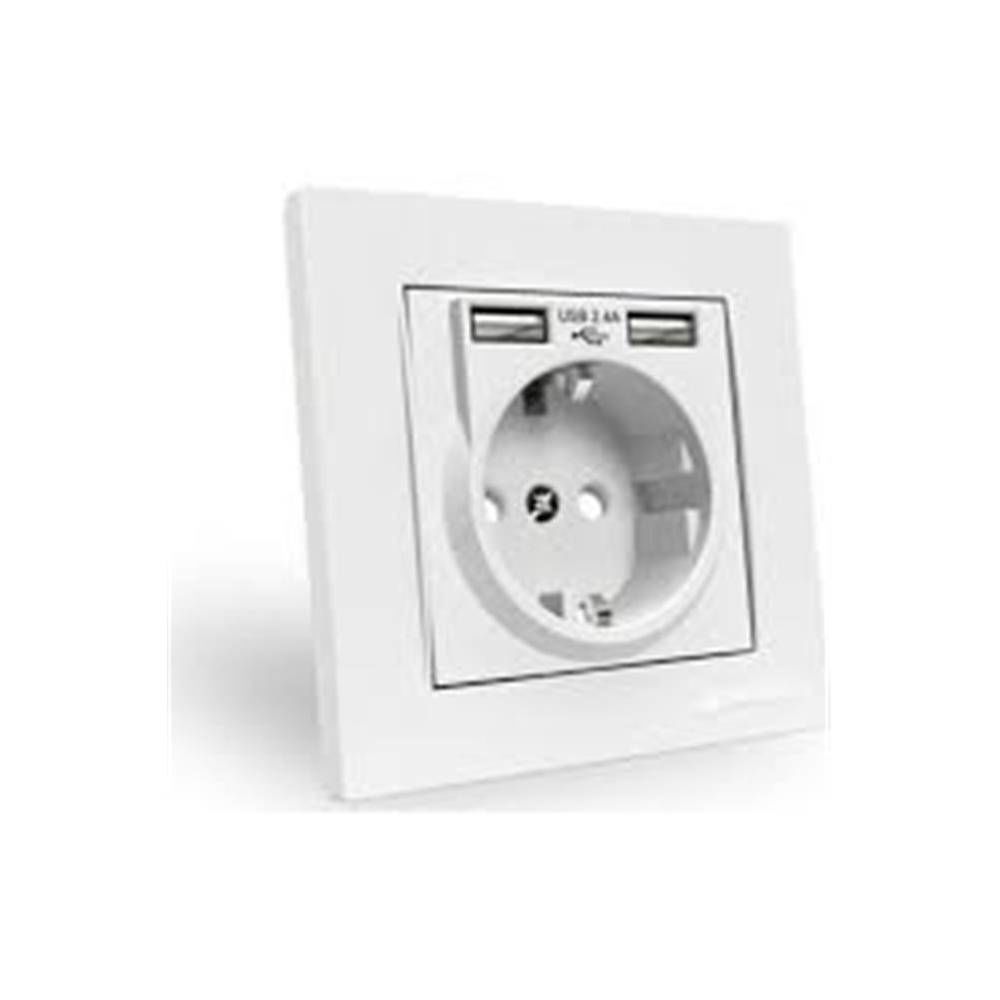 Mutlusan 2 Usb''li Topraklı Beyaz Blisterli Priz (2220 619 0201)