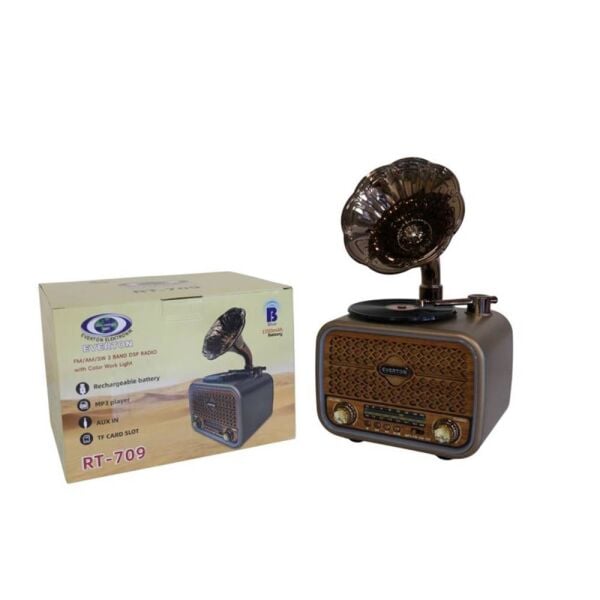 Everton Rt-709 Gramafonlu Bluetooth Fm-Usb-Tf-Aux  Şarjlı Nostaljik Radyo